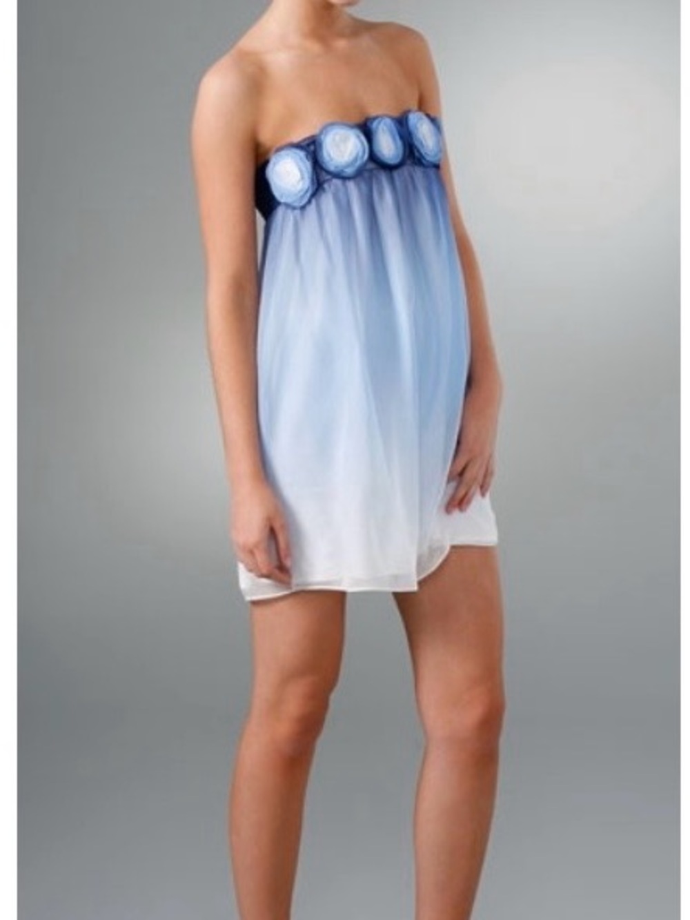 RARE Alice + Olivia Strapless Ombre Rosette Mini Babydoll Dress (Size M)